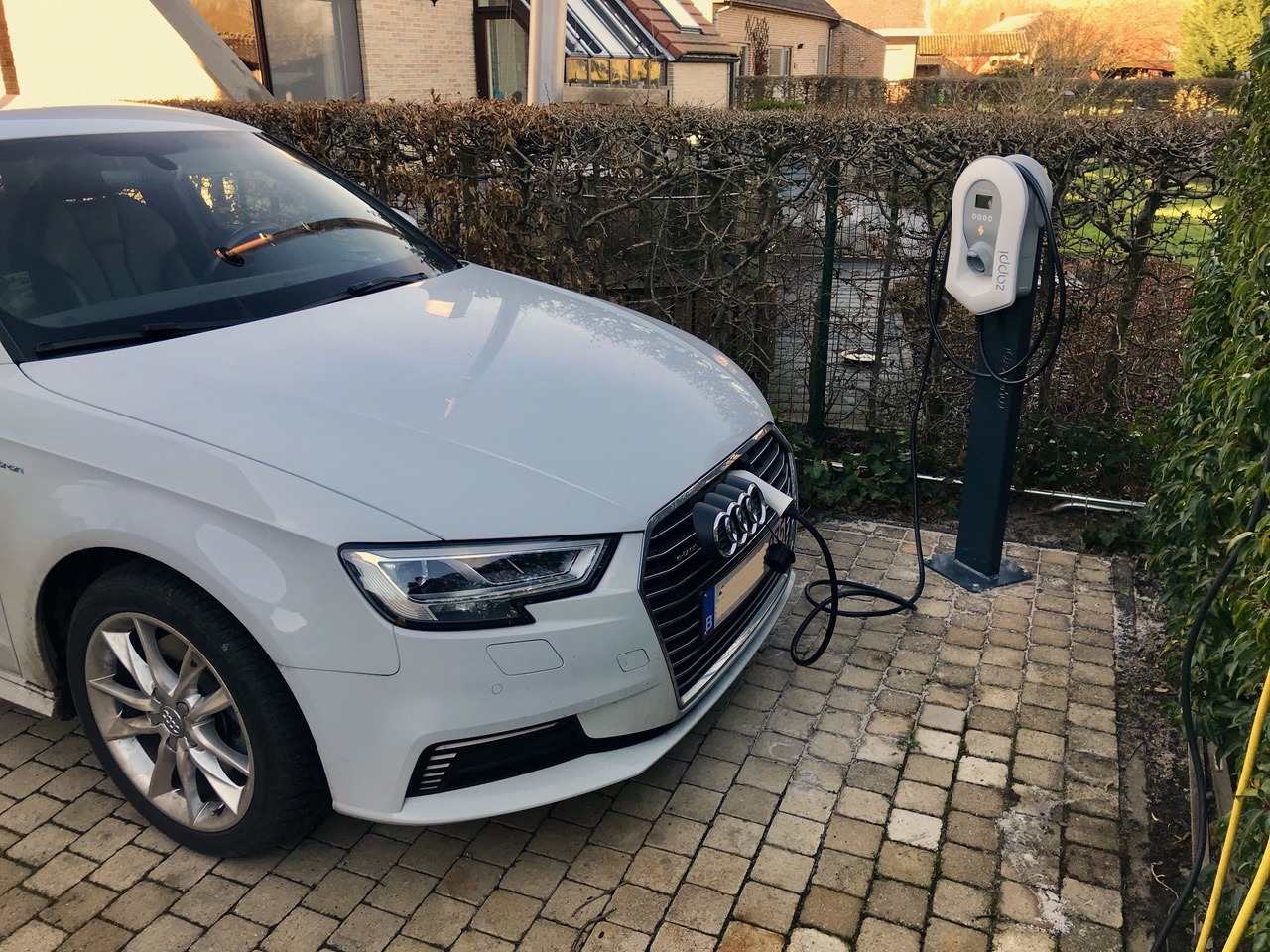 Electric car charging at home with smart EV charger zappi